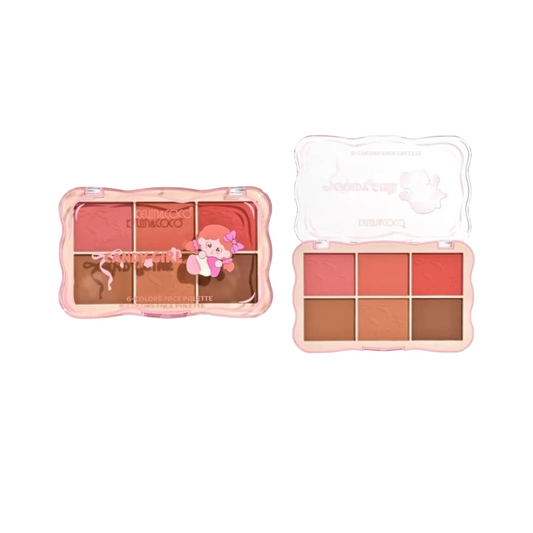 KEVIN & COCO -  CANDY GIRL 6 COLORS FACE PALETTE - BLUSH AND CONTOUR