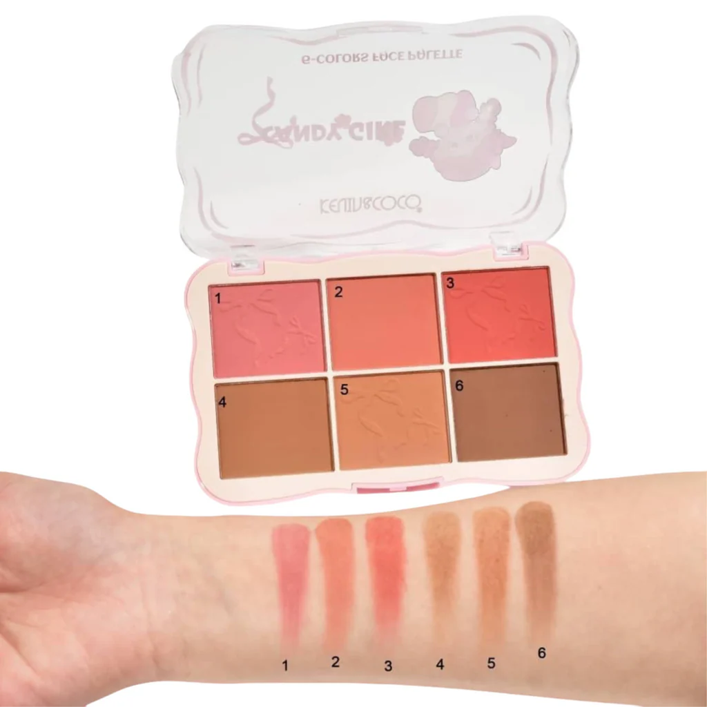KEVIN & COCO -  CANDY GIRL 6 COLORS FACE PALETTE - BLUSH AND CONTOUR